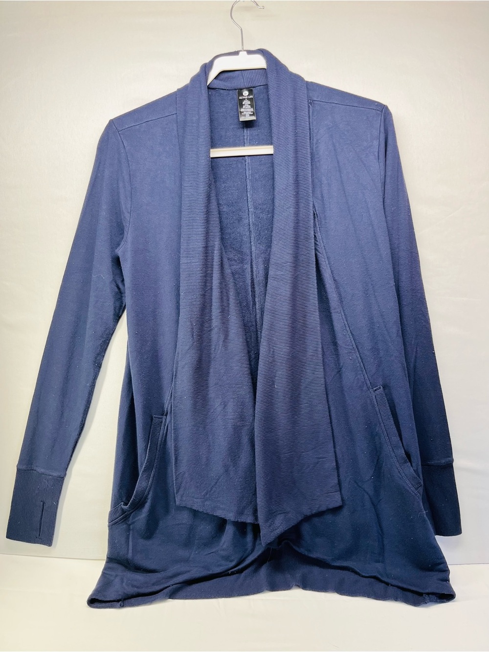 Active Life Navy Open-Front Draped Cardigan